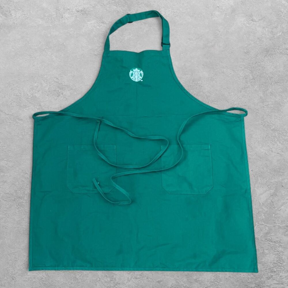 Starbucks Green Barista Apron Embroidered Logo Pockets Workwear